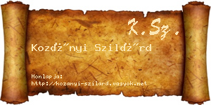 Kozányi Szilárd névjegykártya